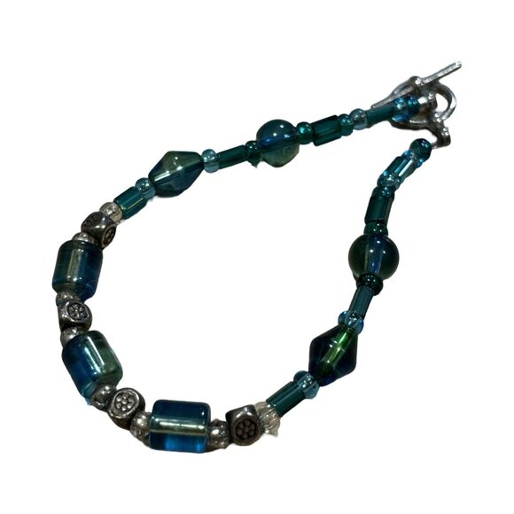 Vintage 60s Southwest Style Plastic Beaded Bracelets In Green/faux Turquoise - Picture 2 of 5